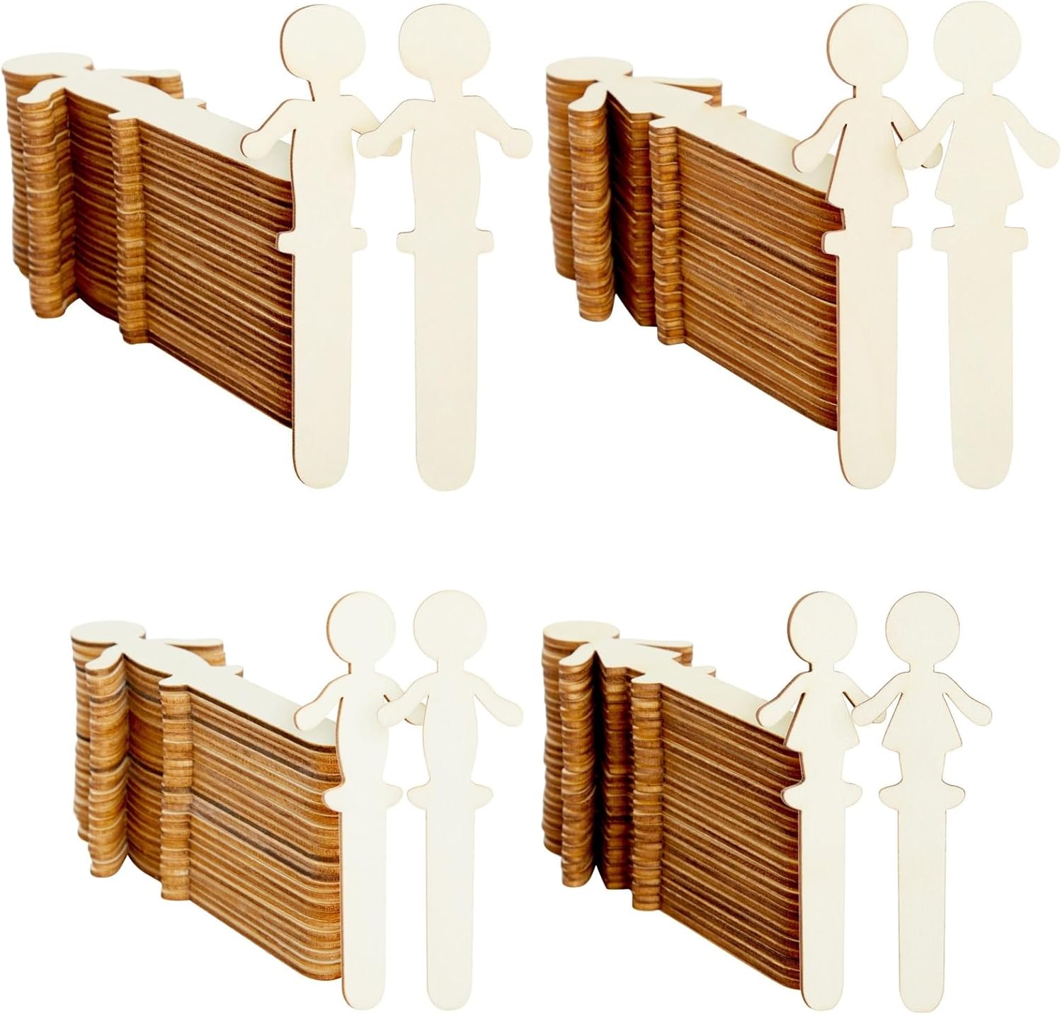 100 Pack Unfinished Human Shaped Craft Sticks, Wooden Popsicle Sticks for DIY Projects