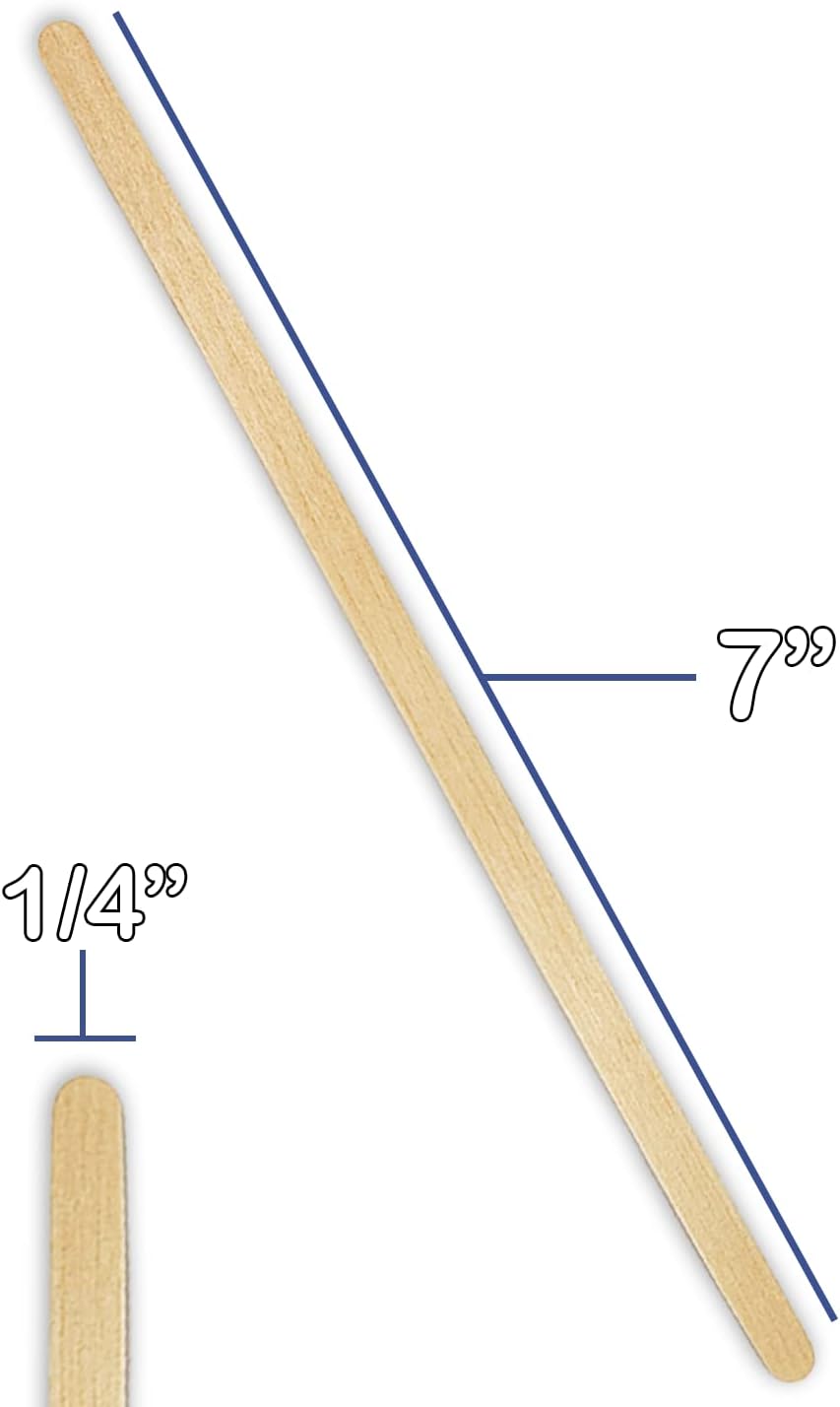 50 7" Wood (Birch) Paint, Stain, Resin, Epoxy Mixing/Stirring Sticks (Pack of 50) Flexible, Rounded Tip