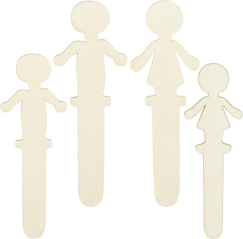 100 Pack Unfinished Human Shaped Craft Sticks, Wooden Popsicle Sticks for DIY Projects