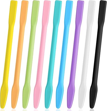 9 Pieces Colorful Silicone Stirring Sticks, Reusable Epoxy Resin Stirring Sticks for Resin Mixing, Painting, Making Glitter Glasses, Arts, Crafts, Mask Stirring Sticks, 9 Colors