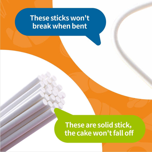 100pcs 6" White Paper Lollipop Sticks, Cake Sticks, Cookie Sticks, Rainbow Candy, Chocolate Sticks, Cake Decorating Sticks (4mm Diameter)