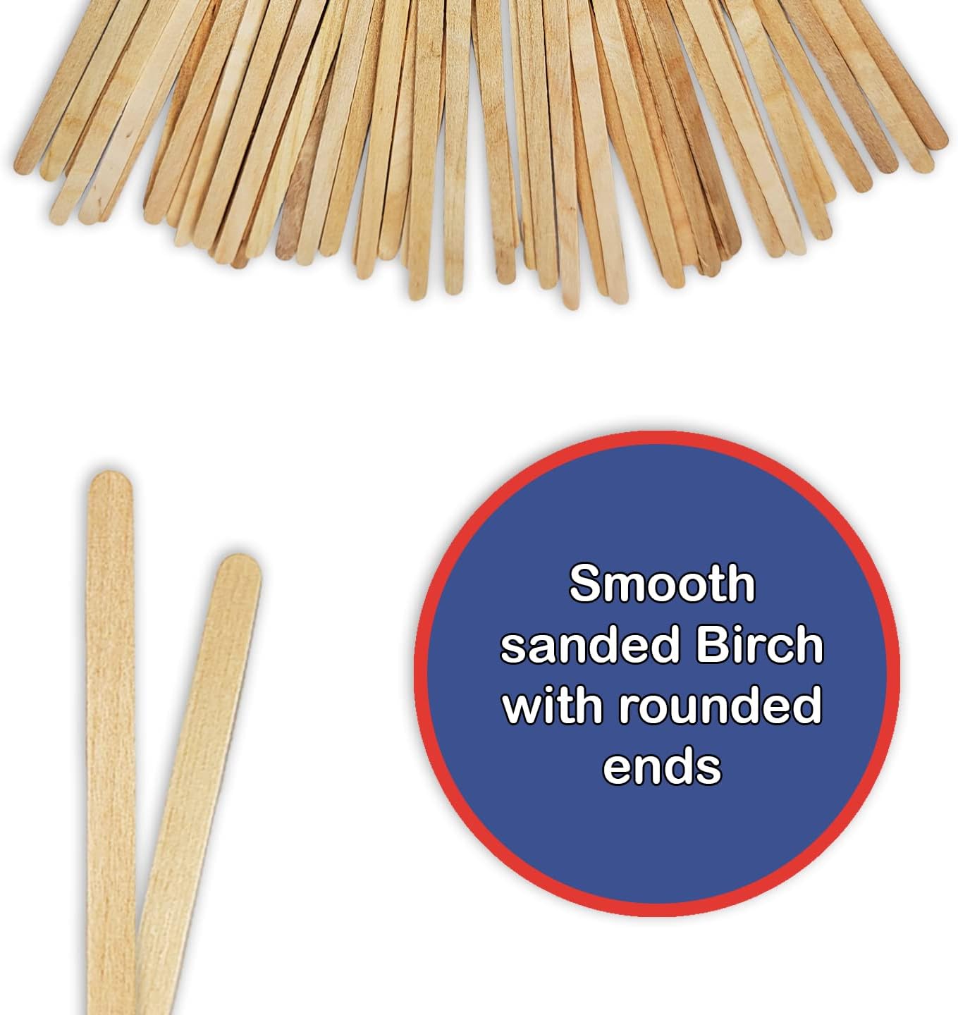 50 7" Wood (Birch) Paint, Stain, Resin, Epoxy Mixing/Stirring Sticks (Pack of 50) Flexible, Rounded Tip
