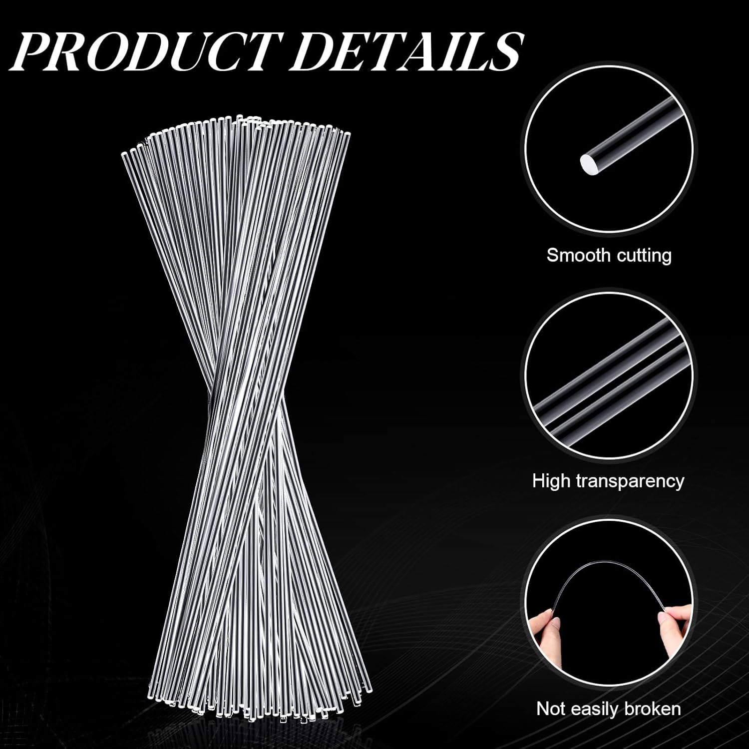 120 Pieces 8 Inch Clear Acrylic Rods 2mm Diameter Acrylic Dowel Rods Round Plastic Bar Cake Decorating Sticks for DIY Crafts Party Decoration Gardening