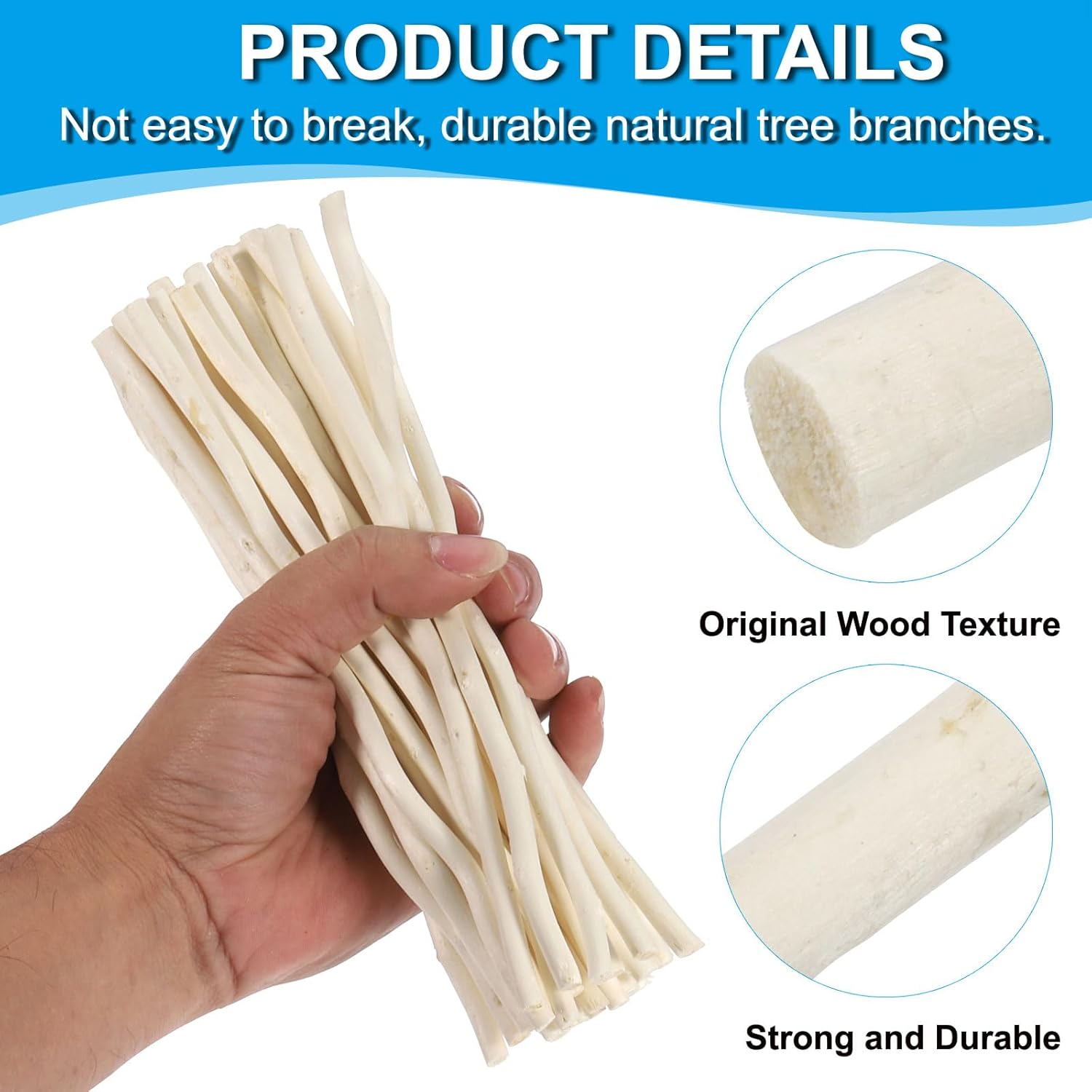 36 Pieces 30cm Wooden Sticks, Natural Wood Craft Sticks, Dry Wood Sticks, Wooden Branches for DIY Crafts Accessories Decoration Photo Props, White