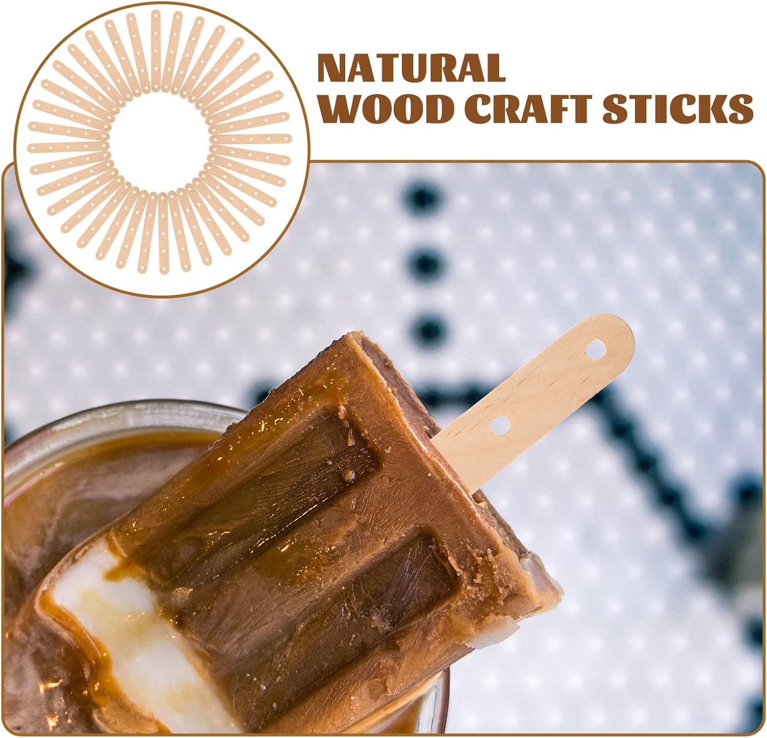 50pcs Giant Craft Sticks with Holes Natural Wood Popsicle Sticks Wooden Ice Cream Sticks for Building Mixing and Creating DIY Craft Projects