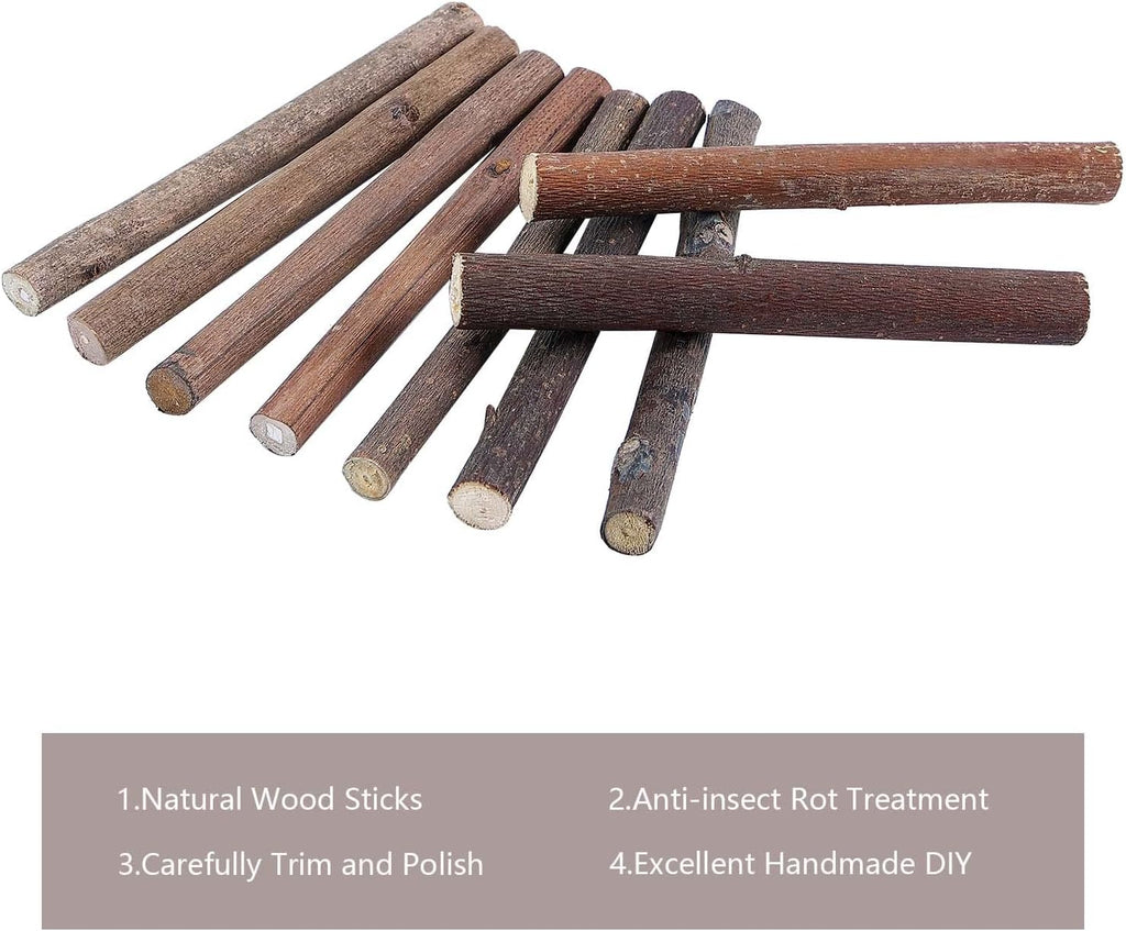 60 Pack Craft Sticks, 4 Inch Length, 0.3-0.5 Inch Diameter, Wooden Round Wood Sticks, Natural Branch Sticks, Wooden Craft Sticks for DIY Crafts, Photography Props, School Projects, Holiday Decorations