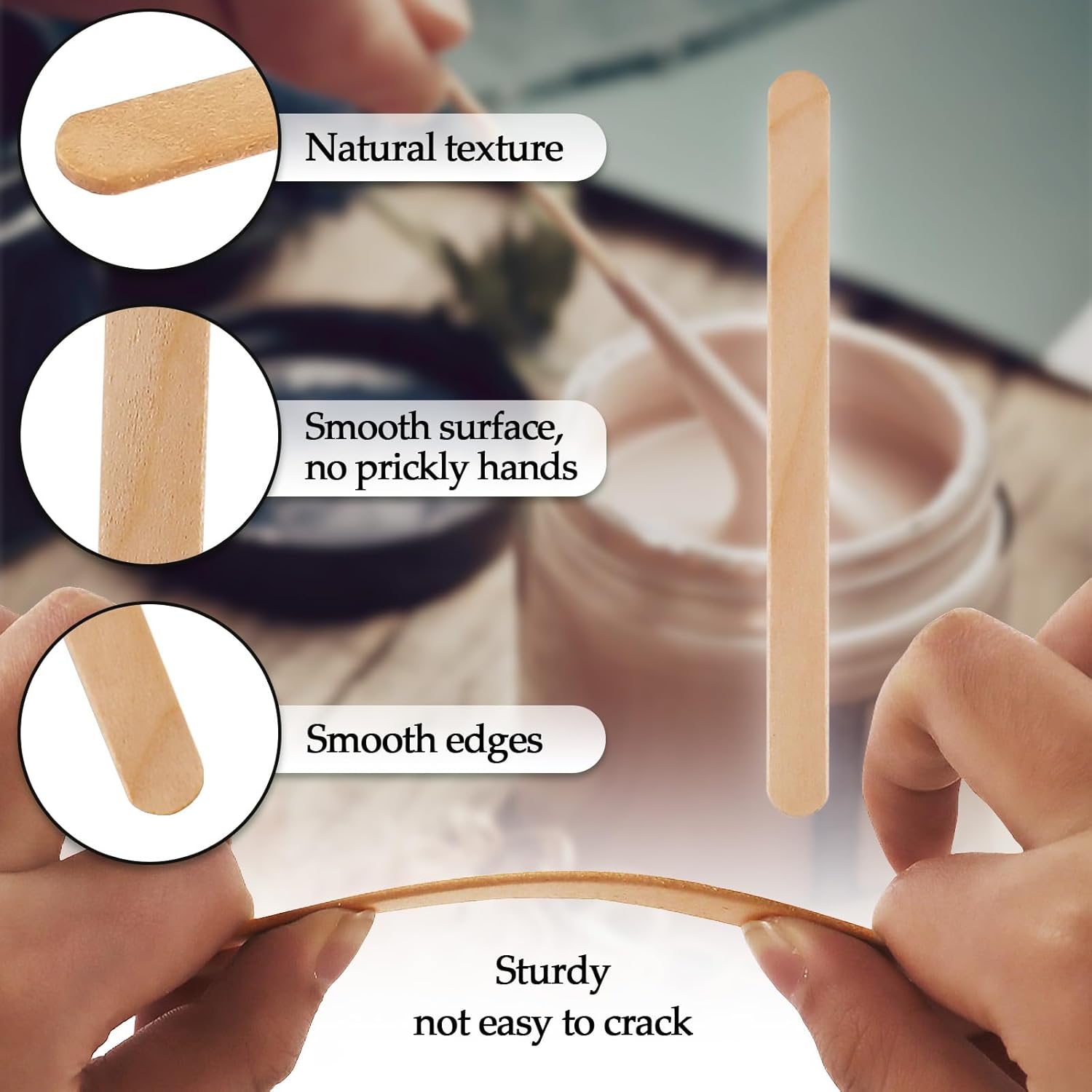 200pcs Craft Sticks Ice Cream Sticks Natural Wood Popsicle Craft Sticks 4.5 Inch Long Snack Popsicle Sticks for DIY Crafts