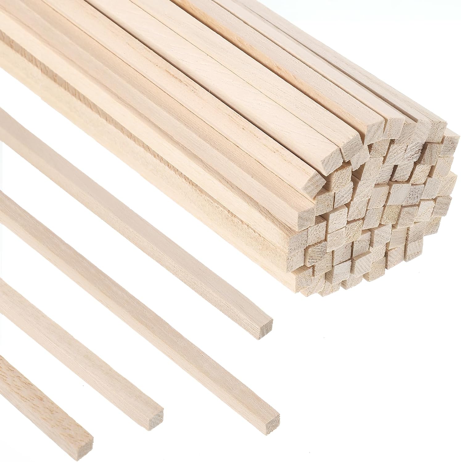 70 Pieces 1/4" x 12" Balsa Wood Sticks, Square Dowels, Wood Strips, Hardwood Sticks for Crafts DIY Projects Model Making