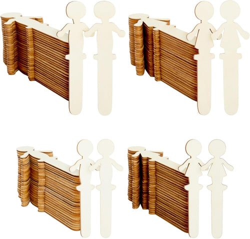 100 Pack Unfinished Human Shaped Craft Sticks, Wooden Popsicle Sticks for DIY Projects