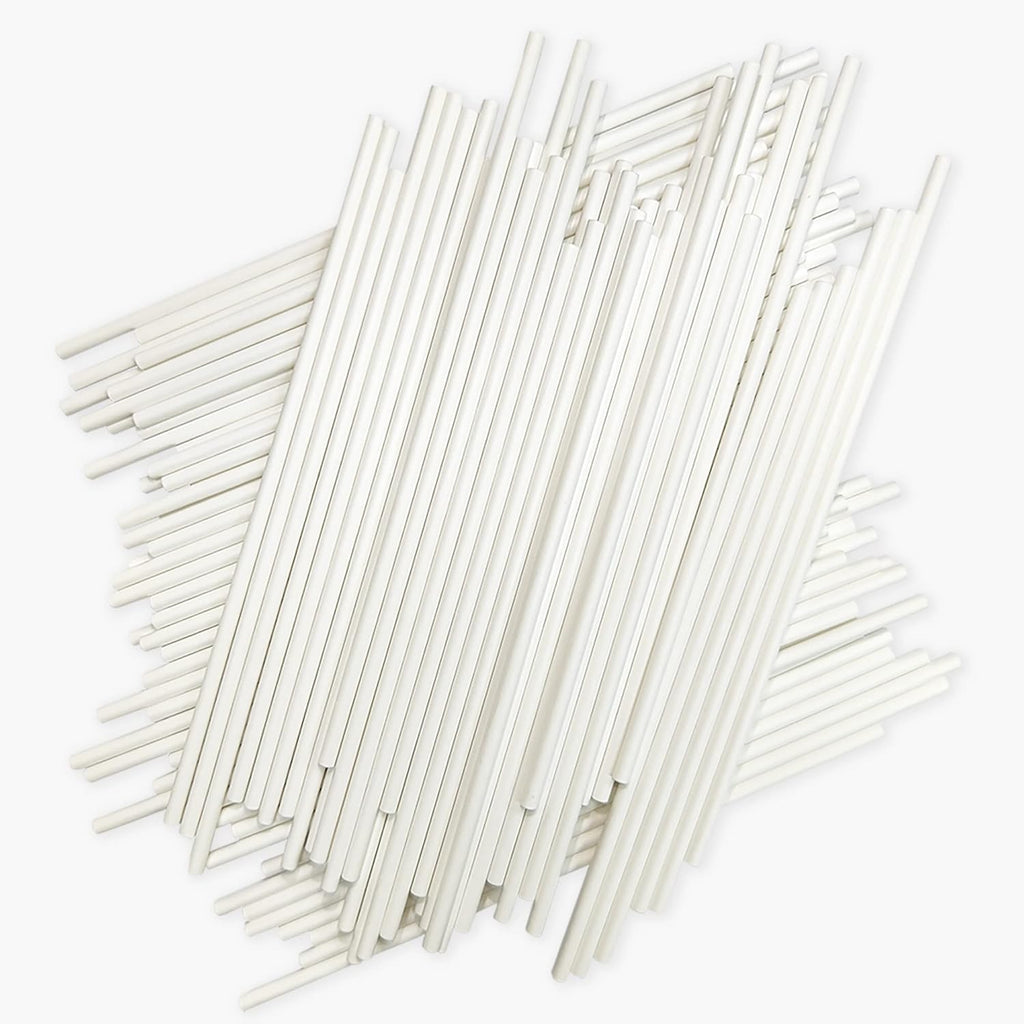 100pcs 6" White Paper Lollipop Sticks, Cake Sticks, Cookie Sticks, Rainbow Candy, Chocolate Sticks, Cake Decorating Sticks (4mm Diameter)