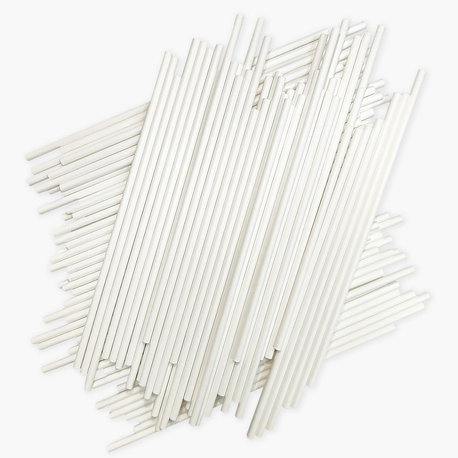100pcs 6" White Paper Lollipop Sticks, Cake Sticks, Cookie Sticks, Rainbow Candy, Chocolate Sticks, Cake Decorating Sticks (4mm Diameter)