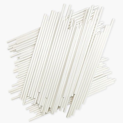 100pcs 6" White Paper Lollipop Sticks, Cake Sticks, Cookie Sticks, Rainbow Candy, Chocolate Sticks, Cake Decorating Sticks (4mm Diameter)