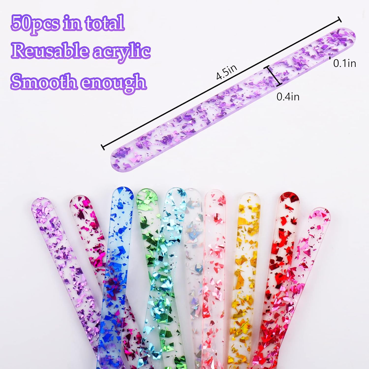 50pcs Acrylic Popsicle Sticks, Reusable Cake Popsicle Sticks for Popsicle Molds DIY Popsicles, Cake Sticks, Candy Dessert Making Crafts, 10 Colors