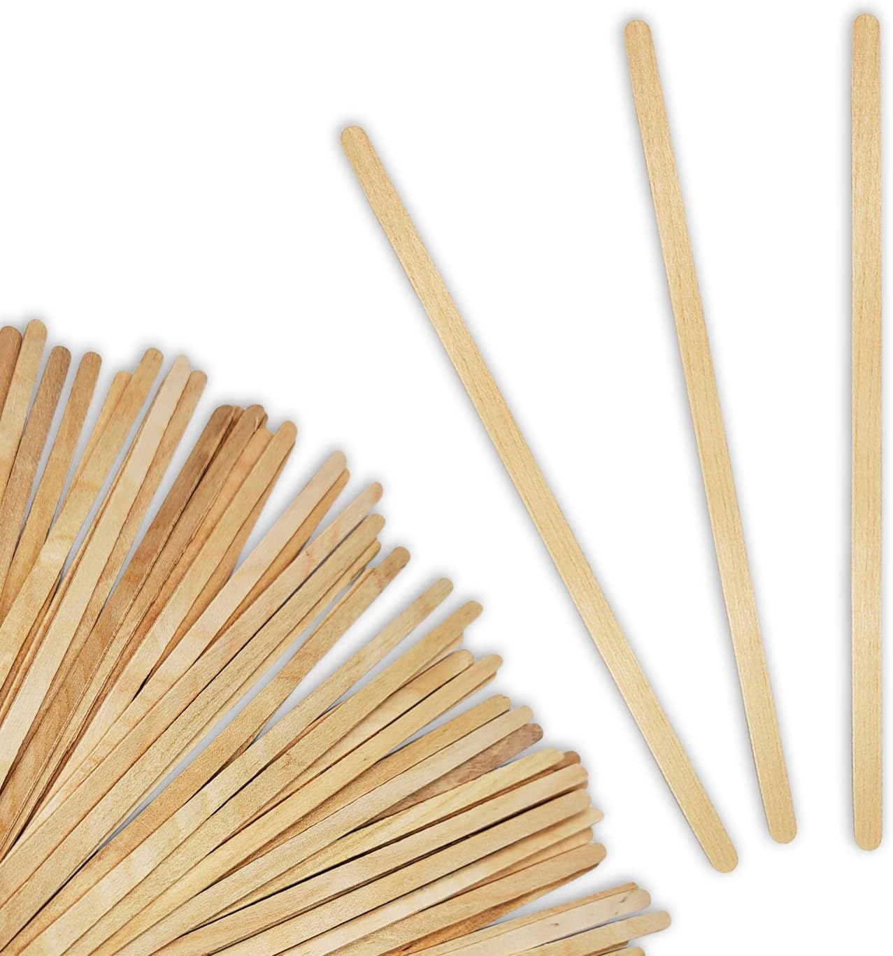 50 7" Wood (Birch) Paint, Stain, Resin, Epoxy Mixing/Stirring Sticks (Pack of 50) Flexible, Rounded Tip