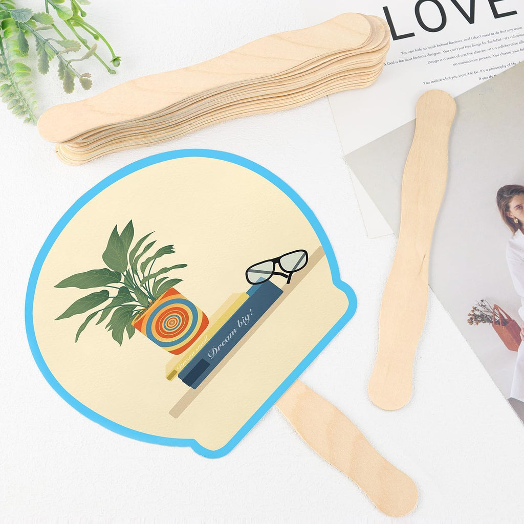 8 Inch Fan Handle Wooden Wavy Sticks Craft Sticks for DIY Handmade Supplies, Wedding Fans, Large Popsicles (20 pcs)