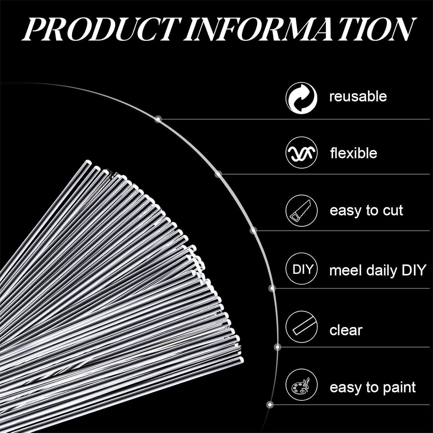 120 Pieces 8 Inch Clear Acrylic Rods 2mm Diameter Acrylic Dowel Rods Round Plastic Bar Cake Decorating Sticks for DIY Crafts Party Decoration Gardening