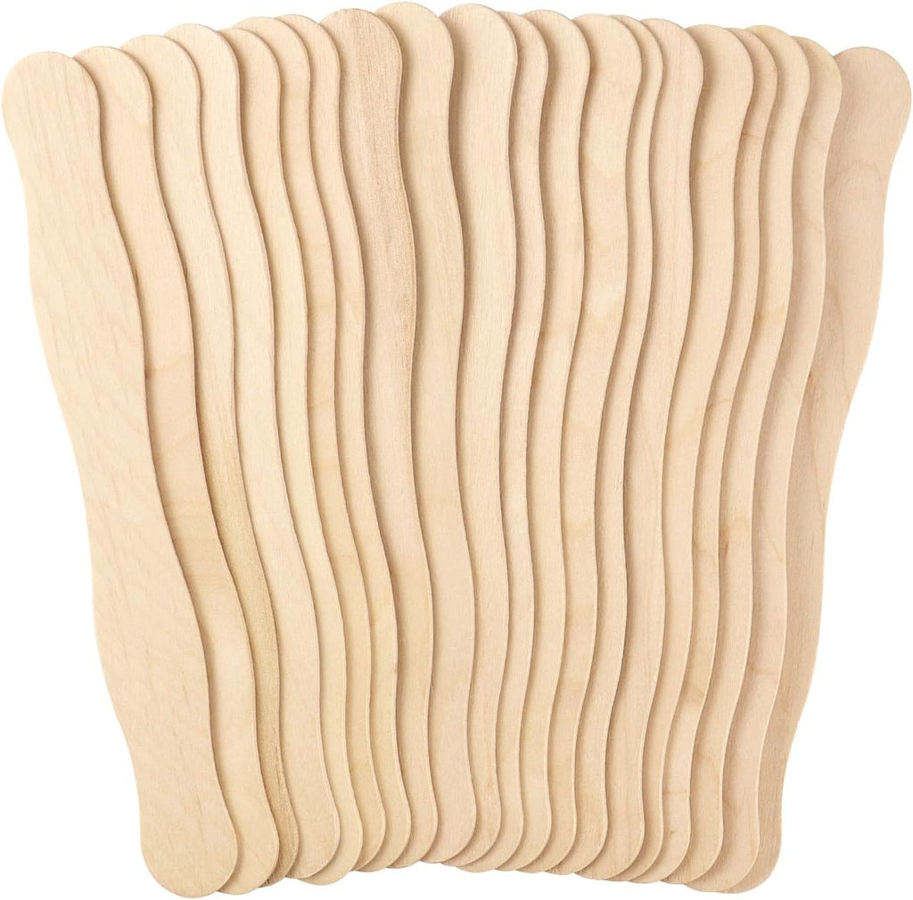8 Inch Fan Handle Wooden Wavy Sticks Craft Sticks for DIY Handmade Supplies, Wedding Fans, Large Popsicles (20 pcs)