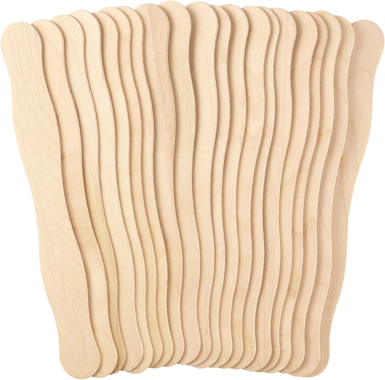 8 Inch Fan Handle Wooden Wavy Sticks Craft Sticks for DIY Handmade Supplies, Wedding Fans, Large Popsicles (20 pcs)