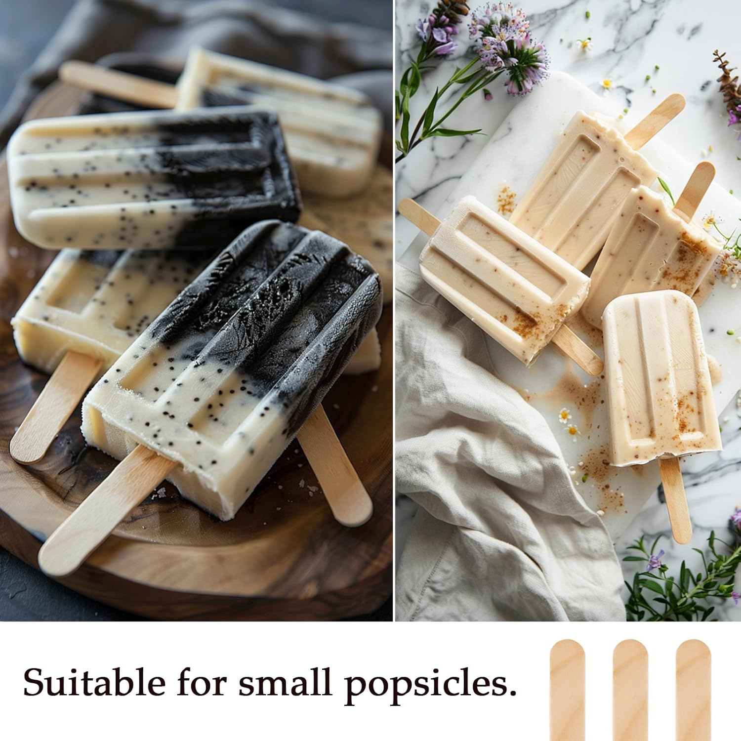 200pcs Craft Sticks Ice Cream Sticks Natural Wood Popsicle Craft Sticks 4.5 Inch Long Snack Popsicle Sticks for DIY Crafts