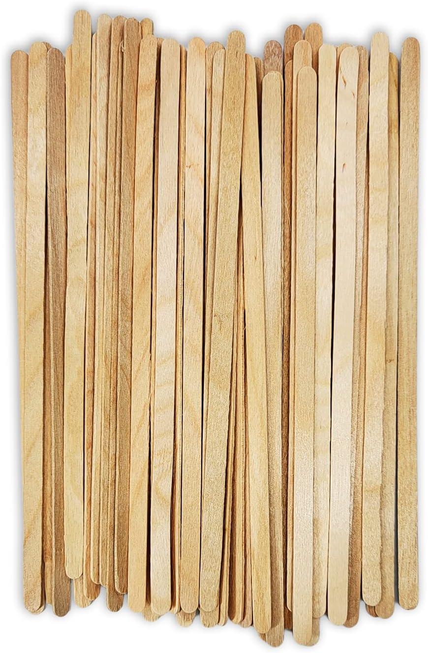 50 7" Wood (Birch) Paint, Stain, Resin, Epoxy Mixing/Stirring Sticks (Pack of 50) Flexible, Rounded Tip