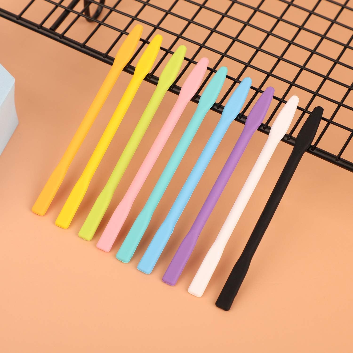 9 Pieces Colorful Silicone Stirring Sticks, Reusable Epoxy Resin Stirring Sticks for Resin Mixing, Painting, Making Glitter Glasses, Arts, Crafts, Mask Stirring Sticks, 9 Colors