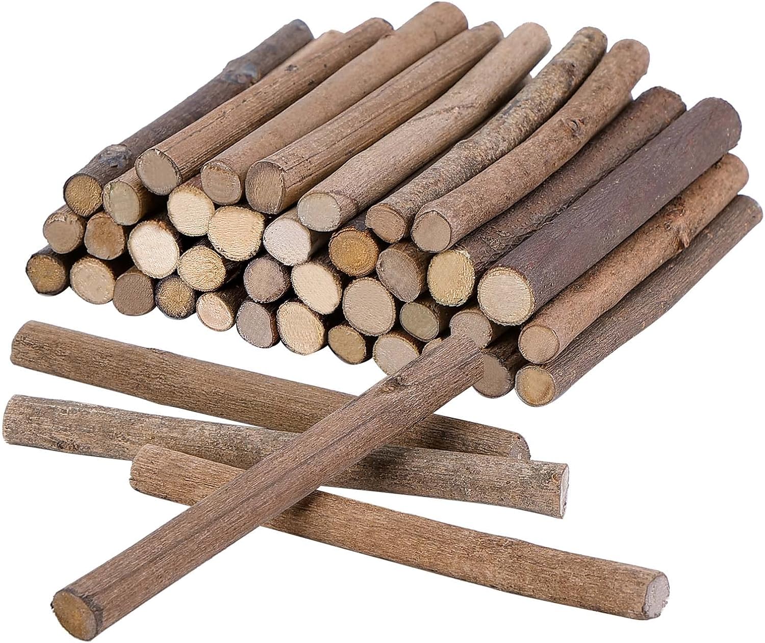 60 Pack Craft Sticks, 4 Inch Length, 0.3-0.5 Inch Diameter, Wooden Round Wood Sticks, Natural Branch Sticks, Wooden Craft Sticks for DIY Crafts, Photography Props, School Projects, Holiday Decorations
