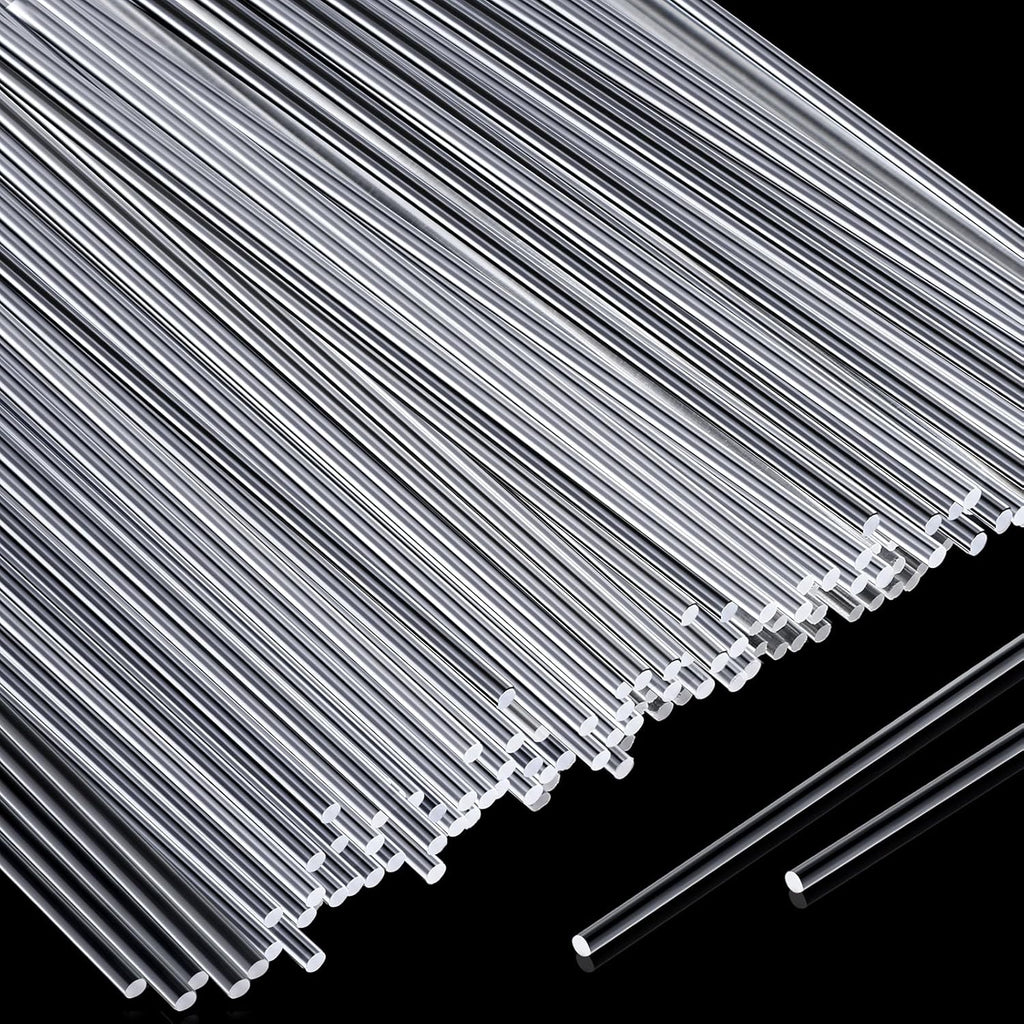 120 Pieces 8 Inch Clear Acrylic Rods 2mm Diameter Acrylic Dowel Rods Round Plastic Bar Cake Decorating Sticks for DIY Crafts Party Decoration Gardening