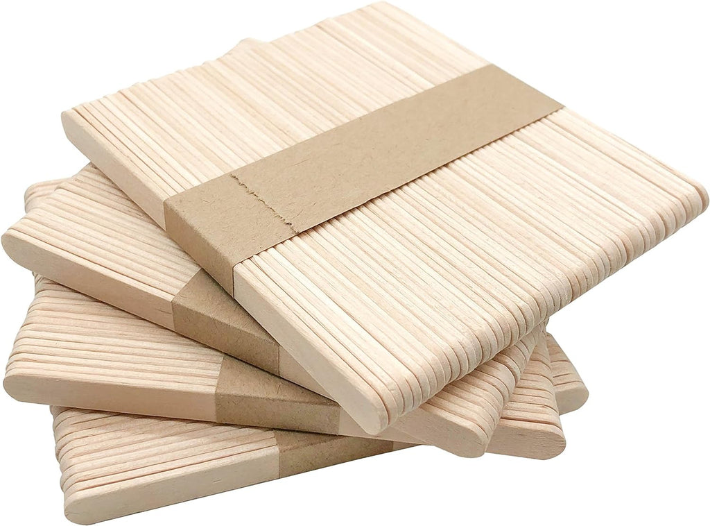 200pcs Craft Sticks Ice Cream Sticks Natural Wood Popsicle Craft Sticks 4.5 Inch Long Snack Popsicle Sticks for DIY Crafts