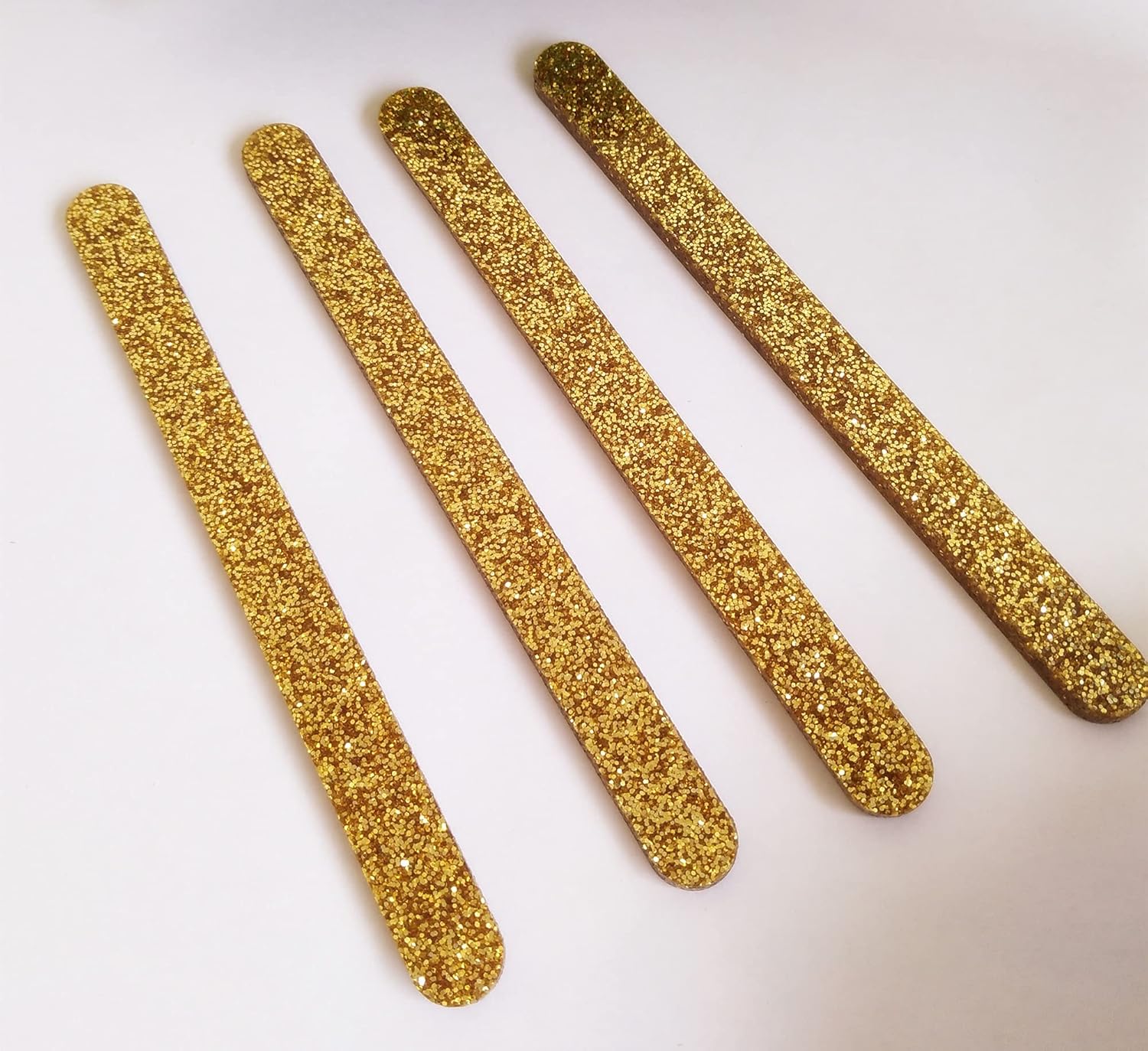 20 Pack Reusable Acrylic Sticks for Ice Cream, Popsicles, Kids Projects, Classrooms, Home, Parties, etc. (Gold Glitter, 4.72 Inch Long)