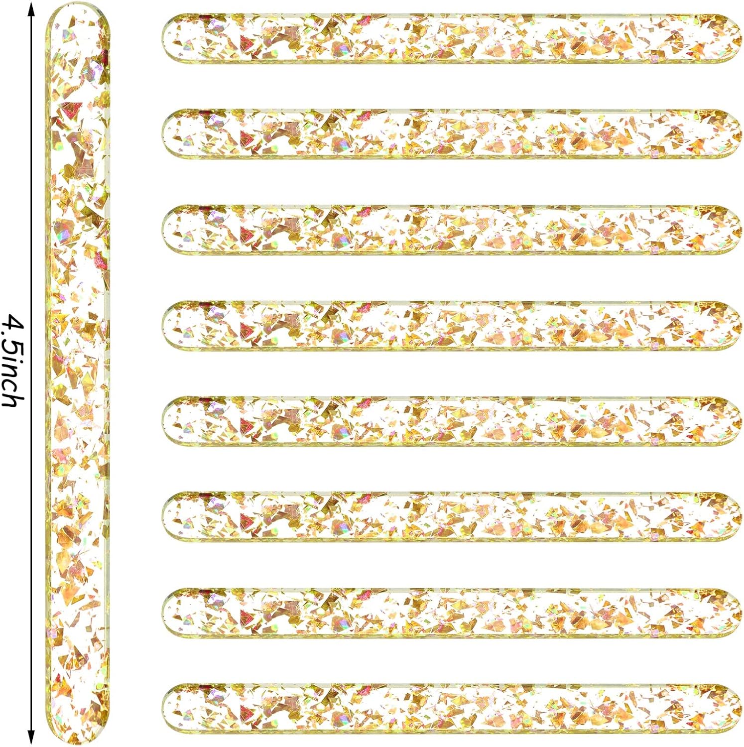 40 Pieces Acrylic Cake Sticks Reusable Mirror Ice Cream Sticks Mini Popsicle Craft Cake Stick Molds for DIY Candy Desert Favors Party Crafts Art Projects (4.5 Inch, Gold)