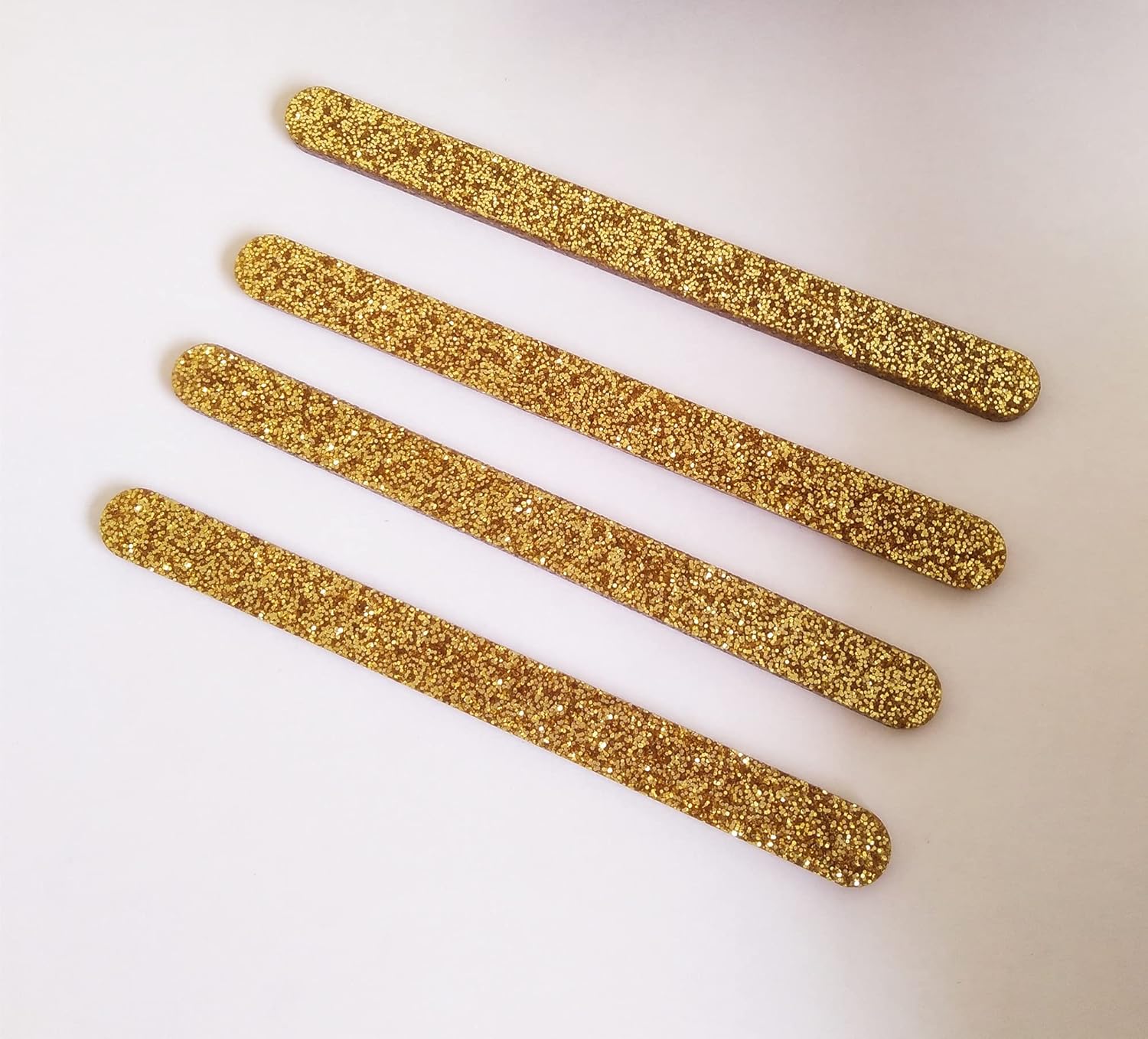 20 Pack Reusable Acrylic Sticks for Ice Cream, Popsicles, Kids Projects, Classrooms, Home, Parties, etc. (Gold Glitter, 4.72 Inch Long)