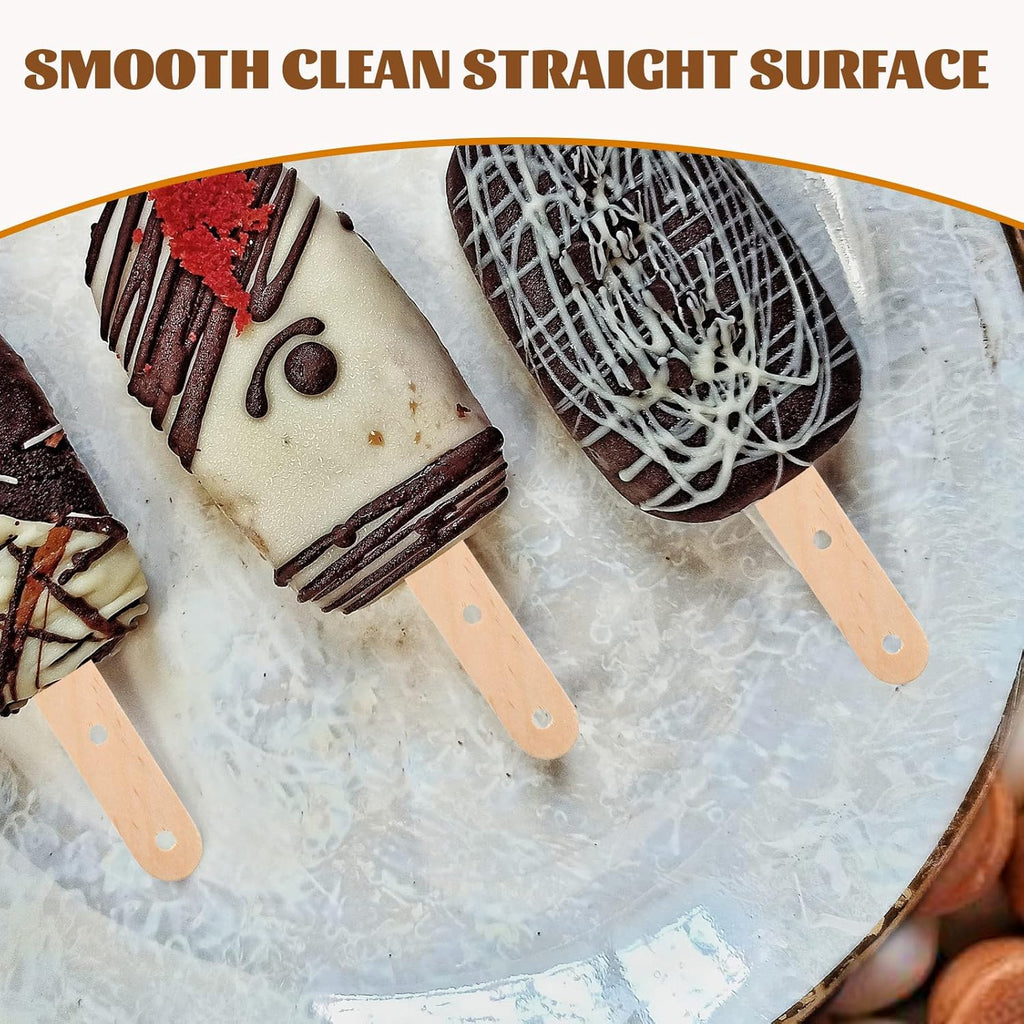 50pcs Giant Craft Sticks with Holes Natural Wood Popsicle Sticks Wooden Ice Cream Sticks for Building Mixing and Creating DIY Craft Projects